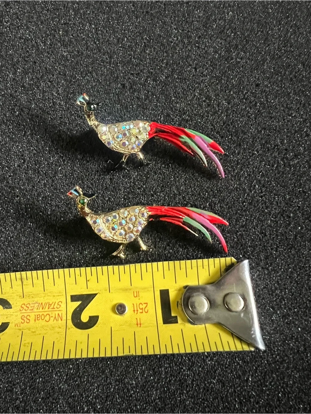 Vintage Peacock Bird Pins Brooches Set of 2